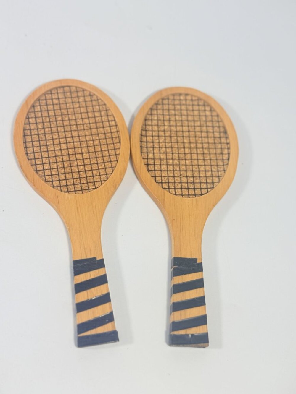Coaster Set Cork and Wood Tennis Rackets Set 6 Unique Barware Vintage Gifts Serv - Picture 6 of 12